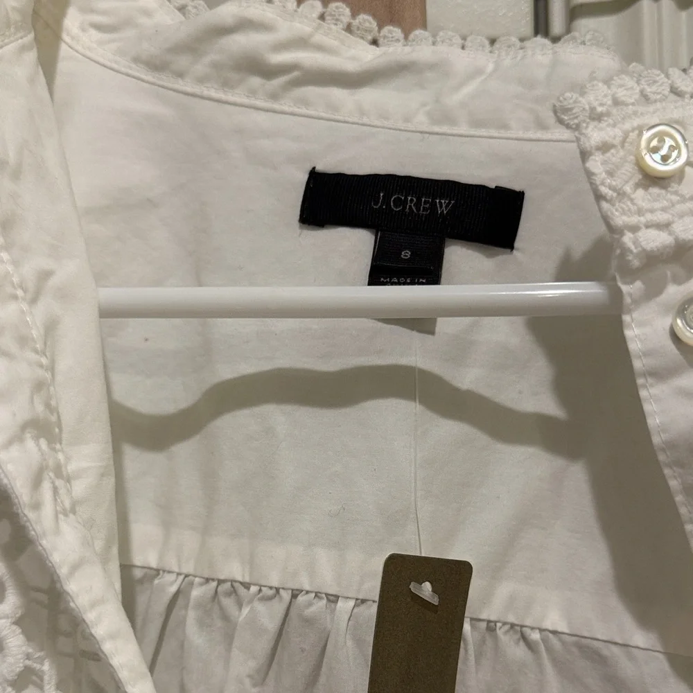 J. Crew Ivory Blouse with Lace Detail - Picture 2 of 2